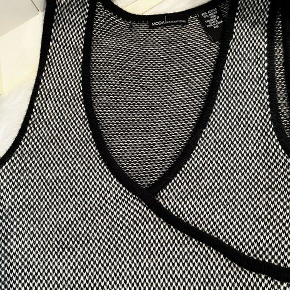 NEW Moda Merino Wool Houndstooth Plaid Classic Tailored Midi Sweater Dress S… - Picture 13 of 16